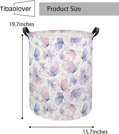 Butterfly Baby Laundry Basket Kids Hamper Animal Toy Storage Bin for Boys Room Decor Baby Nursery Hamper Gift Baskets for Bedroom Bathroom(Fancy Butterfly)