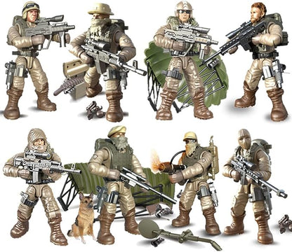 8 PCS Building Block City Policeman Action Mini-Figures with Multiple Military Weapons Accessories SWAT Model Equipment Assembly Building Toys Party Favors Gift for Boys