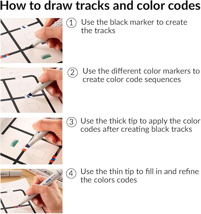 Color Coding Markers: Color Variety for Creative STEM Education, Ideal for Classroom & Home, Enhances Problem-Solving & Critical Thinking Skills, Suitable for Ages 6+, Dual-Sided, 5-Pack