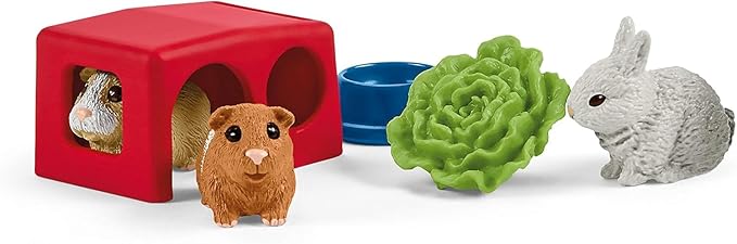 Schleich Farm World, Animal Toys for Kids, Rabbit and Guinea Pig Toy Set with Hutch 14-Piece Set, Ages 3+
