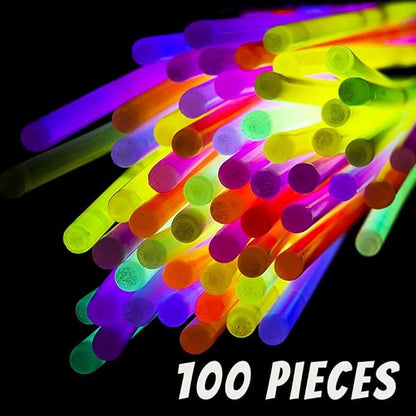 Mystical Fire 8" Glow Stick Bracelets (Pack of 100 Assorted) Glow in the Dark Sticks, Light Up Party Favors. Neon Bracelets And Necklaces With Connectors Great For Party Decorations