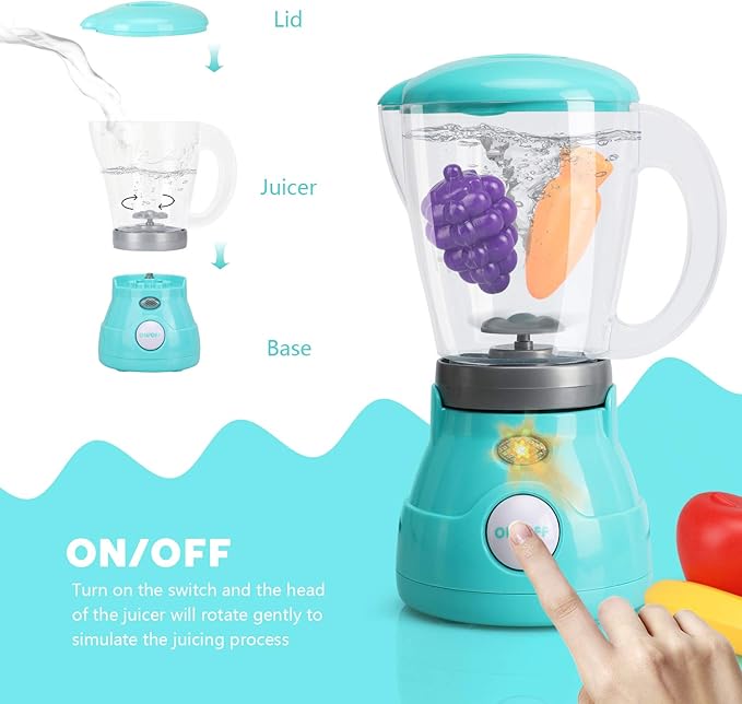 TOY Life Play Kitchen Accessories Toddler Kitchen Playset Toy Kitchen Appliances Kitchen Sets for Kids Ages 4-8 Kid Blender Toy Toaster Kitchen Set with Realistic Light Sound Gift for Girls Boys