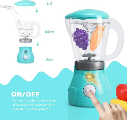 TOY Life Play Kitchen Accessories Toddler Kitchen Playset Toy Kitchen Appliances Kitchen Sets for Kids Ages 4-8 Kid Blender Toy Toaster Kitchen Set with Realistic Light Sound Gift for Girls Boys