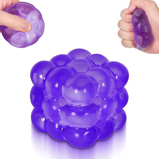 Ice Cube Squishy Fidget Toy, Standard Size 1.96 in Stress Ball for Adults and Kids, Puffwize Soft Textured Sensory Toy with Irregular Shape for Anxiety Relief and Improving Focus(Purple)