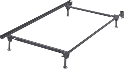 Signature Design by Ashley Adjustable Metal Bolt on Bed Base Frame with Protective Floor Glides, Twin/Full, Black