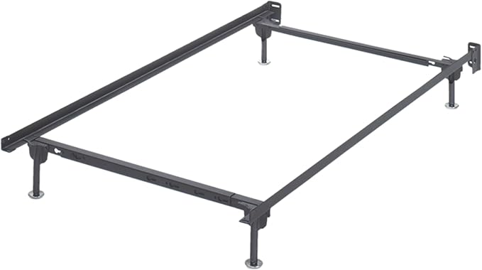 Signature Design by Ashley Adjustable Metal Bolt on Bed Base Frame with Protective Floor Glides, Twin/Full, Black