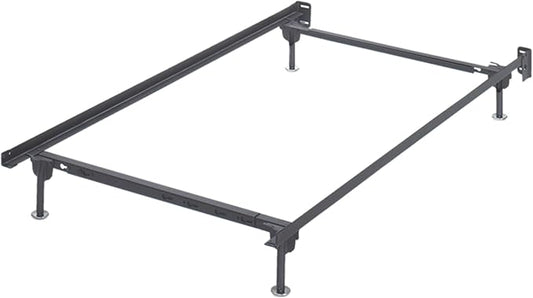 Signature Design by Ashley Adjustable Metal Bolt on Bed Base Frame with Protective Floor Glides, Twin/Full, Black