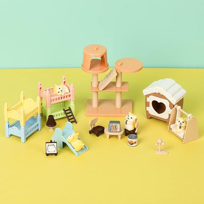 TQQFUN Pet Pretend Play Toys, 33 PCS Hamster Figures Playset Toy, Realistic Detailed Pet Care Center, Hamster Care Role Play Educational Toys, Gift for Kids Toddlers Boys and Girls