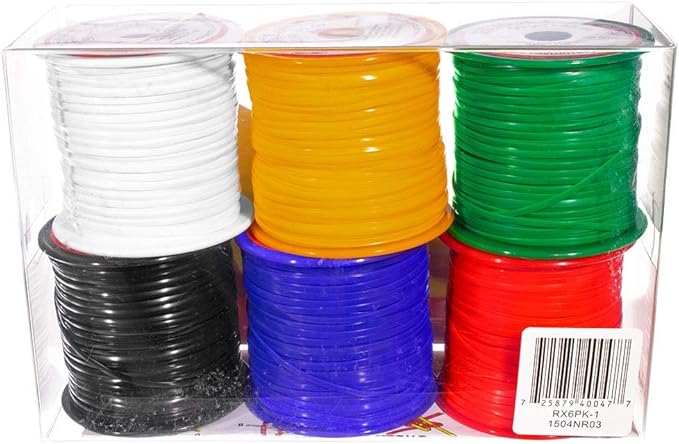 Craft County Primary, Rexlace 6 Pack - 50 Yard - 45 Meter Spools - Non-Toxic Plastic Lacing