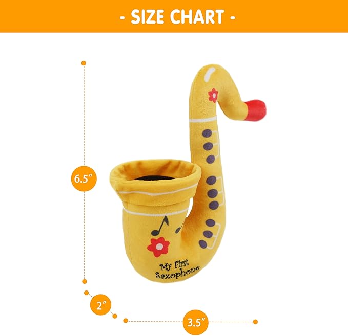 June Garden 6.5" My First Saxophone - Musical Soft Plush Toy for Infants and Toddlers