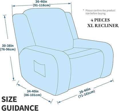 MAXIJIN Oversized Recliner Covers That Stay in Place 4 Pieces Stretch Large Recliner Chair Covers Jacquard Dogs Cats Proof Reclining Slipcovers with Elastic Bottom (XL Recliner, Light Gray)