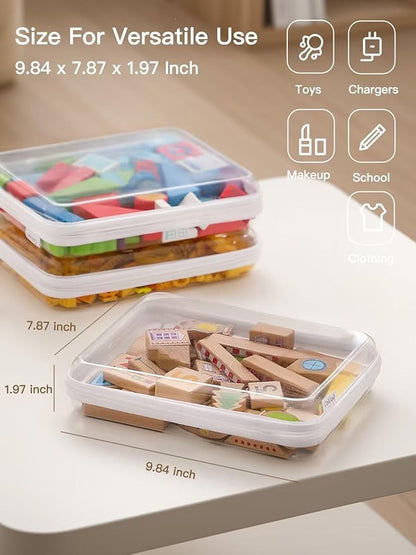 CoiiJoii 3PCS Large Clear Hard Shell Zippered Case, Diaper Bag Organizing Pouches, Waterproof Cosmetic Bag, Kid's Toy Storage Organizer Bins, Pencil Case.