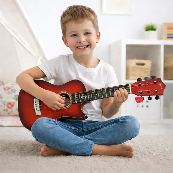 23" Acoustic Guitar, Kids 6 String Toy Guitar - Realistic Steel Strings - Beginner Practice First Musical Instrument for Children, Toddlers (Mahogany)