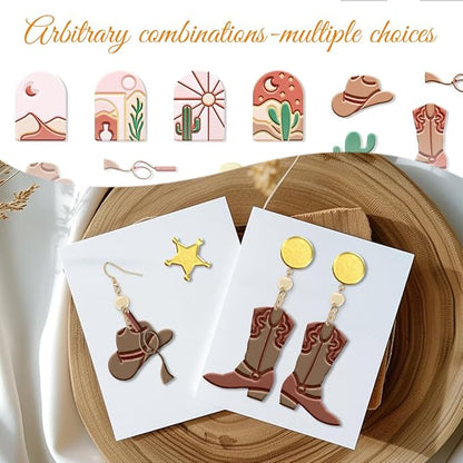 ORIGACH 13 Pcs Western Cowboy Polymer Clay Cutters Set Earring Clay Cutter DIY Craft Supplies for Earring and Jewelry Making