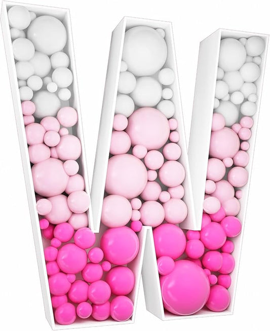 3FT Tall Mosaic Balloon Frame Letters Big Marquee Light Up Letters DIY Kit for Birthday Party Wedding Backdrop Decor Letter W Pre-Cut Foam Board