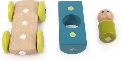 3 Piece Tegu Magnetic Racer Building Block Set, Teal