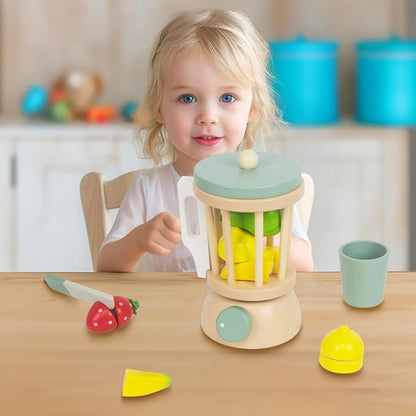 Kids Play Kitchen Toys, Wooden Fruits Juicer for Kids, Pretend Play Kitchen Accessories, Montessori Learning Toy for Toddlers 1-3