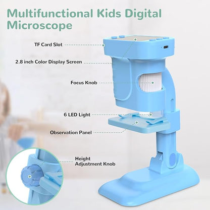 Kids Microscope - Mini Handheld Microscope for Kids, Portable Pocket Digital Microscope Toys for Girls Boys 4-12 Birthday Christmas Gifts