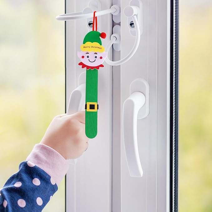 Winlyn 24 Sets Christmas Craft Kits Popsicle Stick Christmas Ornaments Winter Crafts DIY Craft Stick Santa Snowman Elf Reindeer Ornaments Art Sets for Kids Holiday Classroom Activities Party Favors