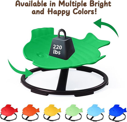 Sit and Spin Spinning Activity Toys for Toddlers with Arm Rest and Swivel, Wobble Chair - Sensory Spinning Seat for Kids, Training Body Coordination, Green