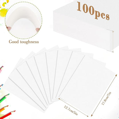 100PCS 5x7 Watercolor Paper Bulk, 140lb/300g Cold Press Thick Water Color Paper Pad for Child Adult, White Art Paper for Drawing Painting Markers Gouache, Textured Cotton Paper Sheets (Pack of 2)
