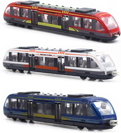 OTONOPI Toy Train Set High Speed Locomotive Engine Die Cast Model Car Sliding Linked Subway Bullet Train Set for Kids Pack of 3