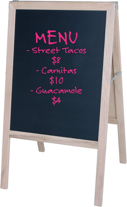 Flipside Products Marquee Easel, Natural Hardwood, Double-Sided Black Chalkboard, Menus, Announcements, Restaurants, Coffee Shops, Sale