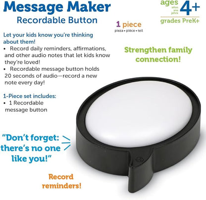 Learning Resources Message Maker Recordable Button, Social Emotional Learning Toys, Kids Easter Basket Stuffers,1 Piece