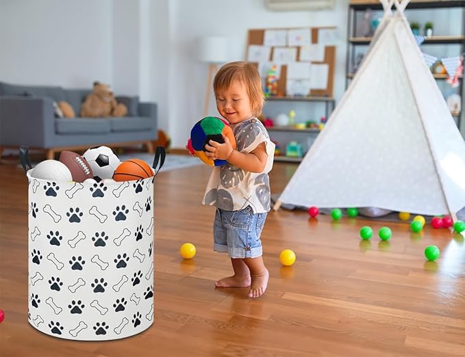 NTAOHAMPER Kids Laundry Hamper, Waterproof Storage Bin, Baby Boy Nursery Hamper with Paw Design, Clothes Organizer, Toys Bin, Room Decor