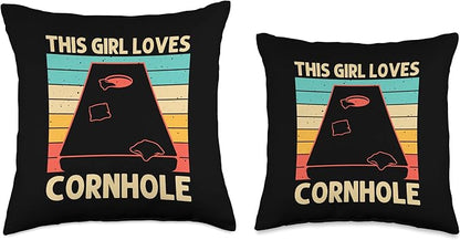 Cool Cornhole Gifts Cornhole Accessories & Stuff Funny Cornhole for Girls Kids Sack Toss Game Bean Bag Player Throw Pillow, 18x18, Multicolor