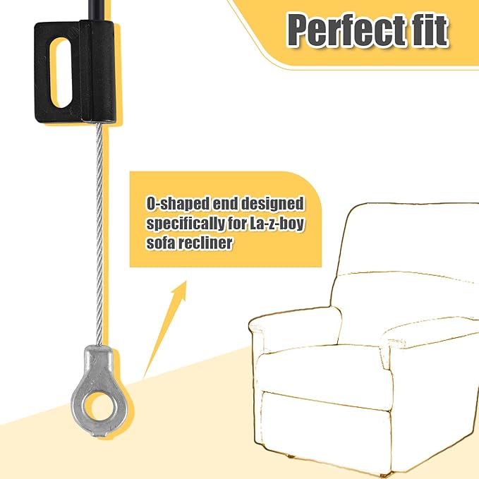 Recliner Pull Handle Replacement, Black Recliner D Ring Replacement Parts Compatible with Lazy Boy D Ring Couch Sofa Recliner Release Cable Pull for Lazyboy
