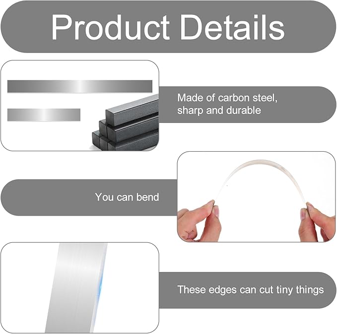 6 Pcs Flexible Polymer Clay Cutters Straight 7.9inches 3.9inches Stainless Blade Polymer Knife Cutting Slicing Tools Set for Clay DIY Shaping Modelling Sculpting Supplies Straight Craft Tools(Silver)
