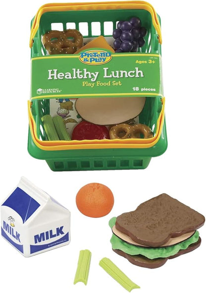 Learning Resources Healthy Lunch Basket - 17 Pieces, Ages 3+ Pretend Play Food for Toddlers, Preschool Learning Toys, Kitchen Play Toys for Kids