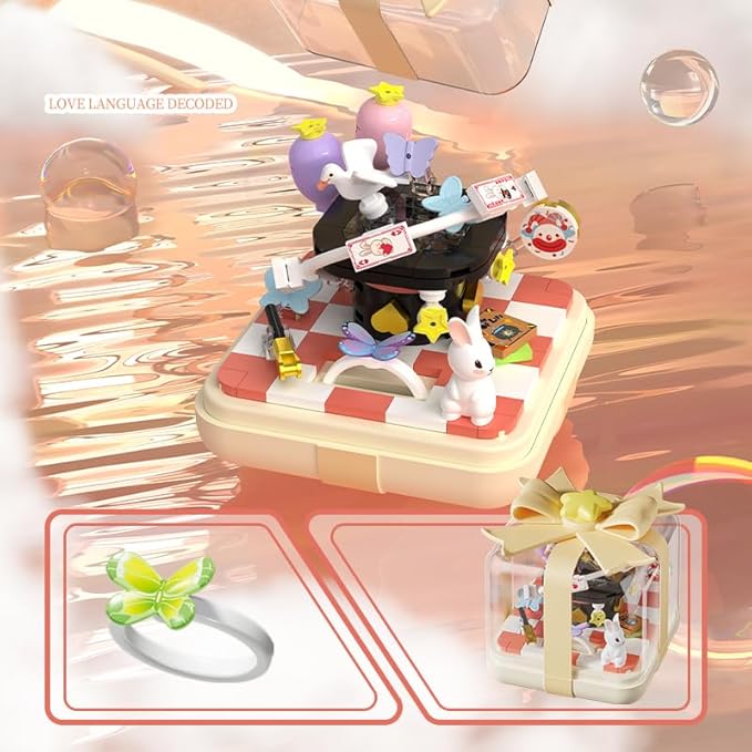 Creative Block Toys Block Ring Box 129PCS for Girls and Boys Birthday Gift Ornament Decoration Valentine's Day Gift for Teens14 +