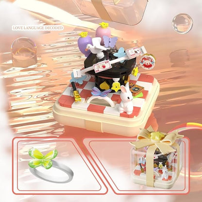 Creative Block Toys Block Ring Box 129PCS for Girls and Boys Birthday Gift Ornament Decoration Valentine's Day Gift for Teens14 +