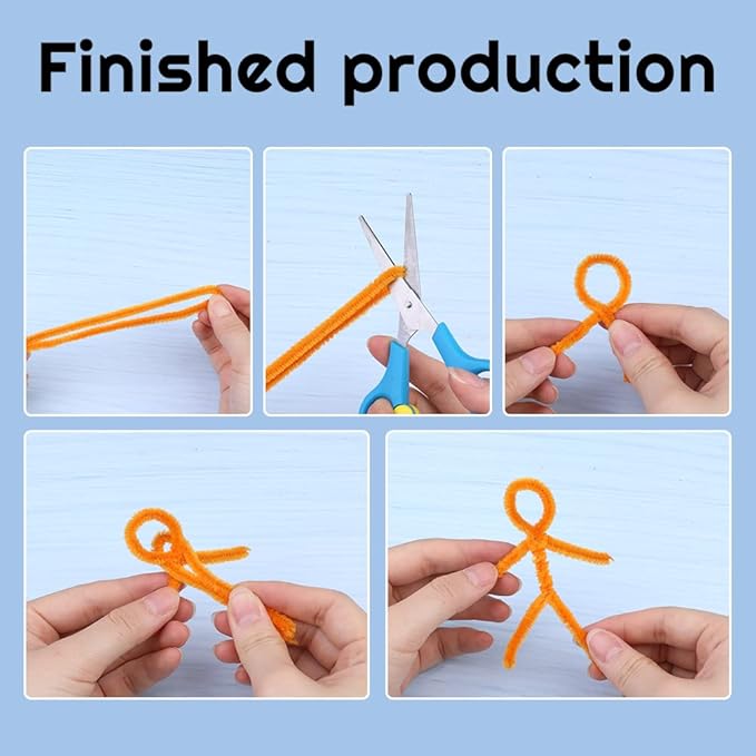 60 Orange Pipe Cleaners - Chenille Stem Bulk Pack for Arts & Crafts Projects