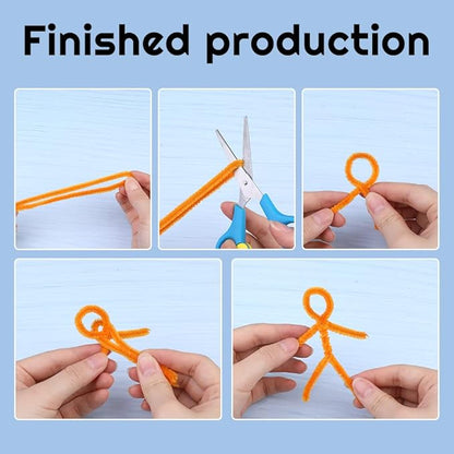 60 Orange Pipe Cleaners - Chenille Stem Bulk Pack for Arts & Crafts Projects