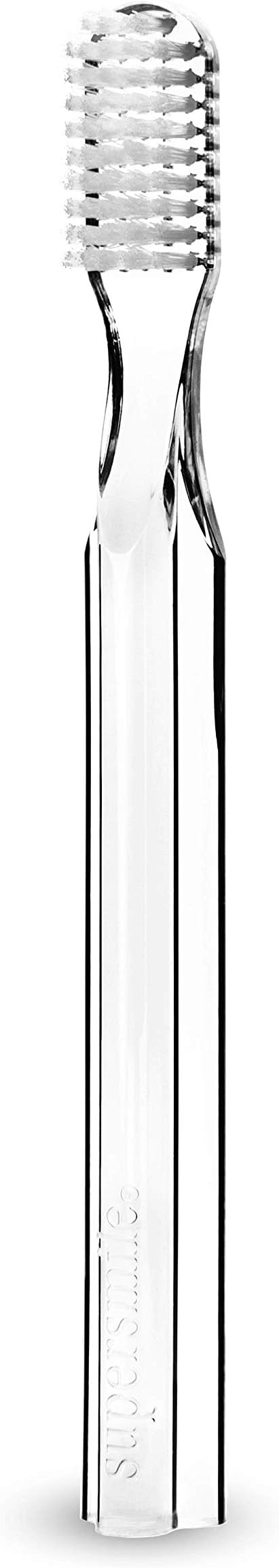 Supersmile New Generation Toothbrush w/Patented 45° Soft Nylon Bristles - Whitening Tooth Brush w/Ergonomic Handle Guarantees ADA Recommended Brushing Angle for Adults & Children (Clear),1 Count