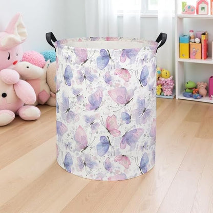 Butterfly Baby Laundry Basket Kids Hamper Animal Toy Storage Bin for Boys Room Decor Baby Nursery Hamper Gift Baskets for Bedroom Bathroom(Fancy Butterfly)