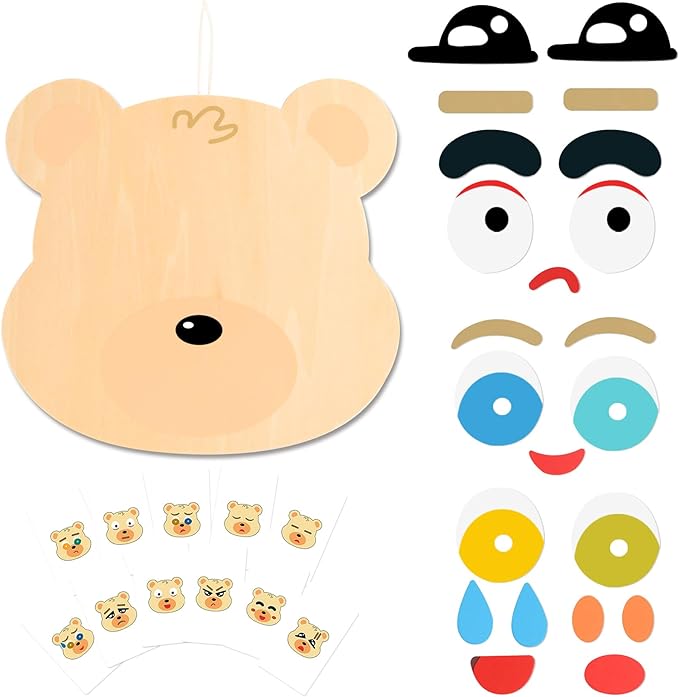 Social Emotional Learning Activities, Magnetic Wooden Face Matching Game, Expression Puzzle Building Blocks Montessori STEM Educational Sensory Toy for Boys Girls Gift Brain Exercise