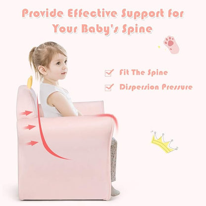 Costzon Kids Couch, Children's Sofa Armrest Chair with Pattern, Toddler Furniture w/Sturdy Wood Construction, Preschool, Lightweight Kids Couch Sofa Chair for Aged 1-5 Boys & Girls Gifts, Lamb