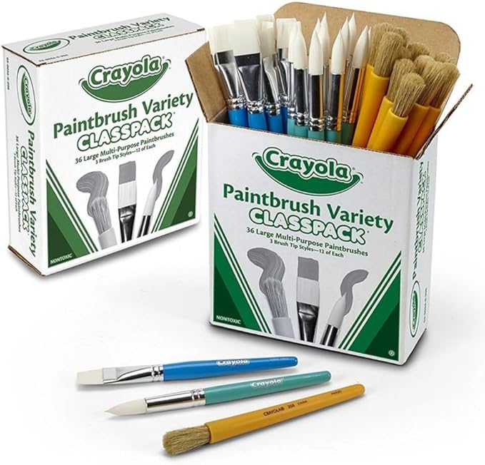 Crayola Paintbrush Variety Classpack, School Supplies, 36 Large Paint Brushes For Kids, Assorted
