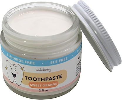 Kids All Natural Fluoride Free Toothpaste with Xylitol, SLS Free, Vegan, Gluten Free, BPA Free, Zero Waste, Mint, 2 fl oz