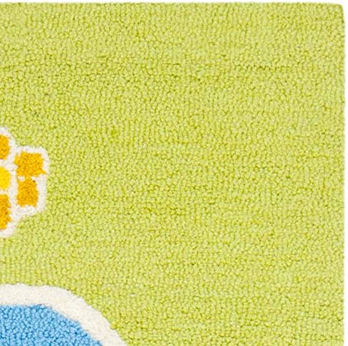 SAFAVIEH Kids Collection Runner Rug - 2'3" x 7', Blue & Green, Handmade Floral Wool, Ideal for High Traffic Areas in Living Room, Bedroom (SFK383A)