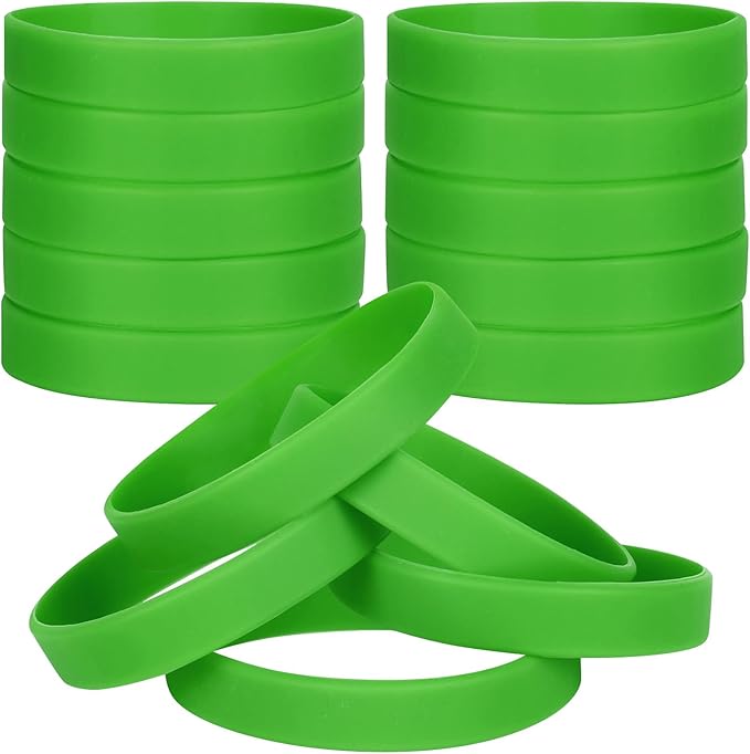 30 PCS Silicone Bracelets Wristbands for kid, Sports Rubber Elastic Wristband Bracelet for Party Decorations Favors Set Pack Green