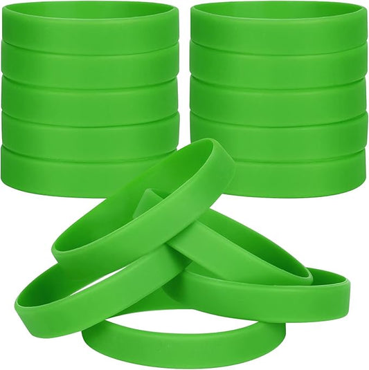30 PCS Silicone Bracelets Wristbands for kid, Sports Rubber Elastic Wristband Bracelet for Party Decorations Favors Set Pack Green