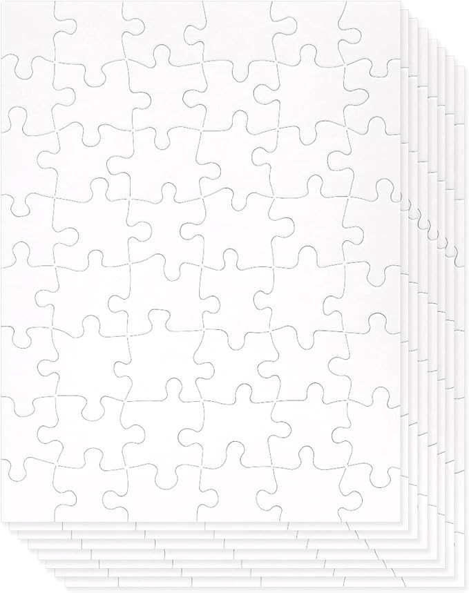 Juvale 36 Pack Blank Puzzles to Draw On, 8.5x11 Make Your Own Jigsaw Puzzle for Kids DIY, Arts and Crafts Projects (48 Pieces Each)