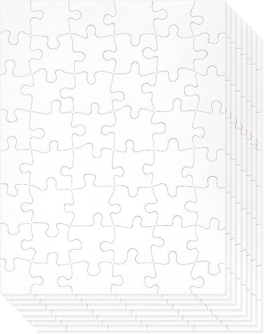 Juvale 36 Pack Blank Puzzles to Draw On, 8.5x11 Make Your Own Jigsaw Puzzle for Kids DIY, Arts and Crafts Projects (48 Pieces Each)