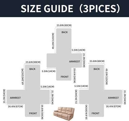 Easehomey Waterproof Recliner Sofa Cover,Non-Slip Reclining Sofa Covers for 3 Seat,Washable Reclining Sofa Cover Furniture Protector with Elastic Straps Pocket for Kids, Pets(Dark Blue,3Seat)