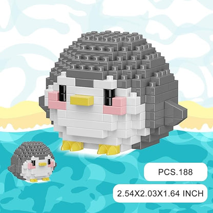 Marine Animals Building Blocks Sets Mini Building Blocks Ocean Animal Sea Creatures Building Blocks Set Mini Building Blocks Toys STEM Gifts for Kids Adult(Penguins)